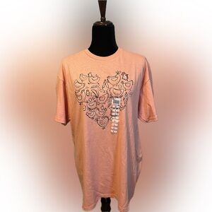 Chicken Graphic T-Shirt in Peach Sorbet size L